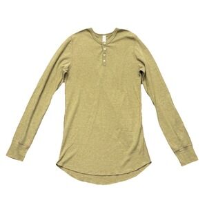 American Apparel Men's Thermal Henley Dexter Morgan Shirt Green Size Medium